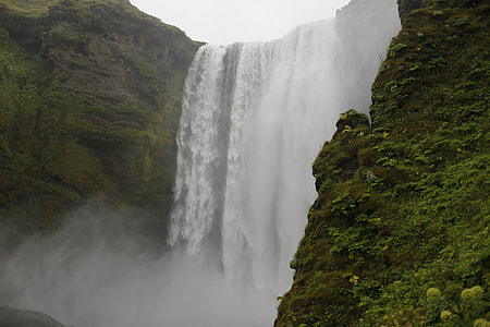 waterfalls between green mountains thumbnail