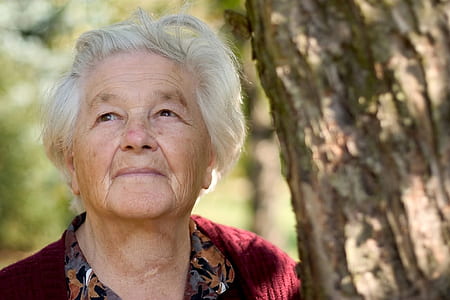 woman standing beside brown tree thumbnail