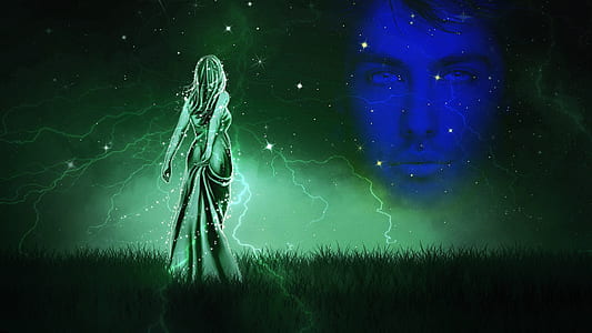 woman in green dress illustration thumbnail