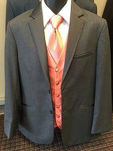 black notched lapel suit jacket on body form thumbnail
