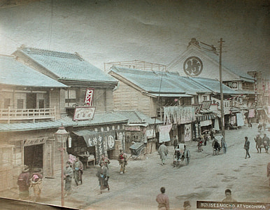 Street Scene in 1880 in Yokohama, Japan thumbnail