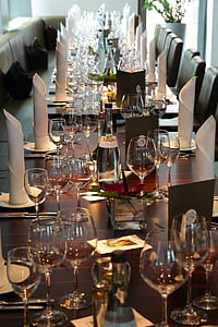 clear glass wine glass lot on dining table thumbnail