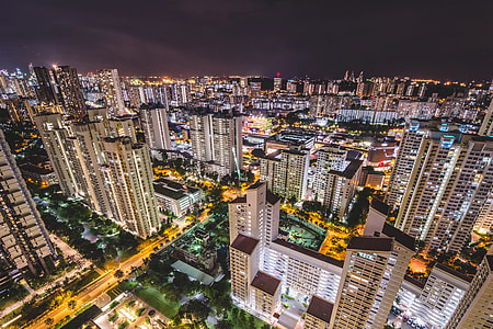 Night shot over the city of Singapore in Malaysia thumbnail