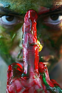 women's, red, paint, exposure, human, model thumbnail