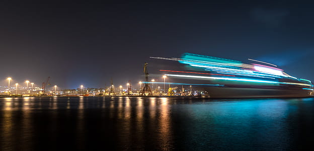 lights, night, water, port thumbnail