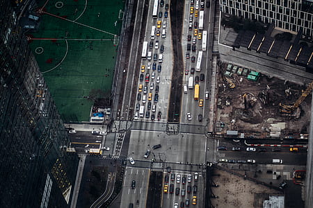 aerial photograph of vehicles on road thumbnail