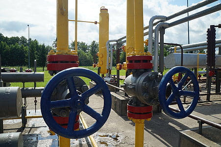 two blue and gray metal ball valve equipment thumbnail