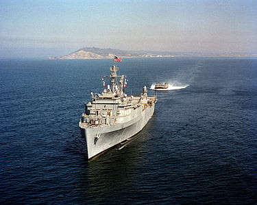 gray battle ship on sea thumbnail