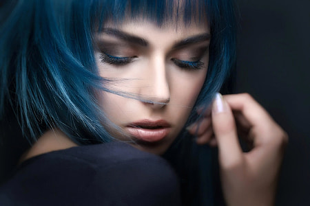 Woman's Face Portrait with blue hairstyle thumbnail