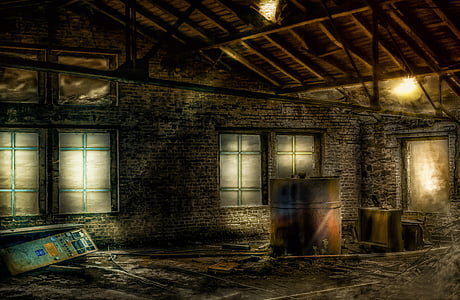 abandoned gray and black brick house thumbnail