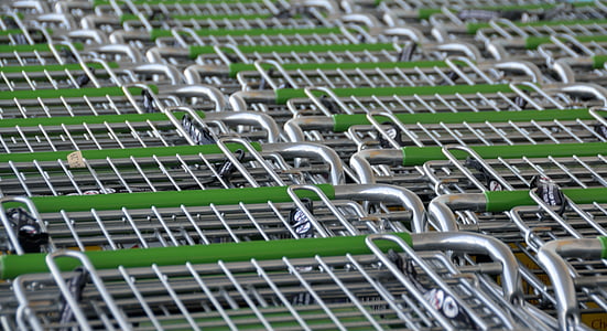 green-and-gray stainless steel shopping cart lot thumbnail