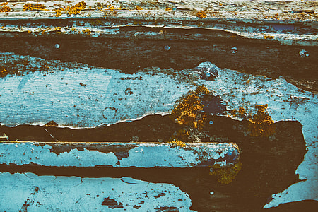 Close-up shot of faded wood and paint texture details, image captured on the coast in Deal, Kent, England thumbnail