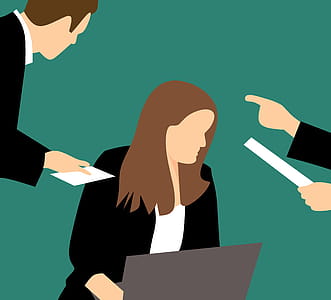 Illustration of woman in business situation with ongoing conflict. thumbnail