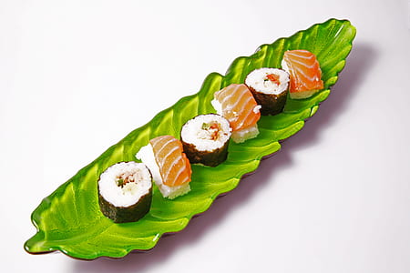 leaf tray of sushi and sashimi thumbnail
