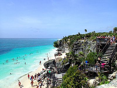 aerial photography of people on beach thumbnail