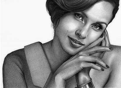 woman portrait pencil sketch thumbnail