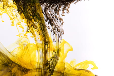 Yellow Ink With Black Drops Photo thumbnail