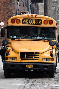 school bus passing street thumbnail