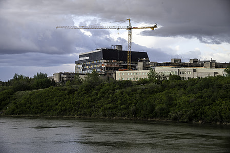 Construction from across the river in Saskatoon, Saskachewan thumbnail