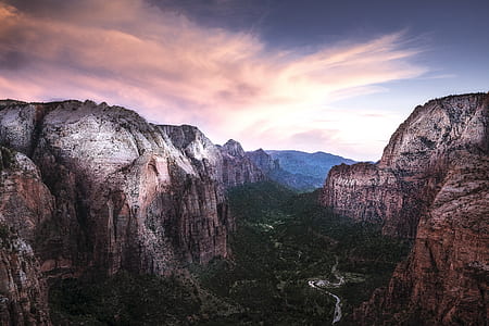 bird's eye view of mountains and river thumbnail
