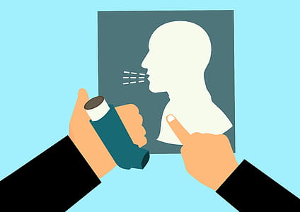 Illustration of asthma inhaler with medical illustration thumbnail