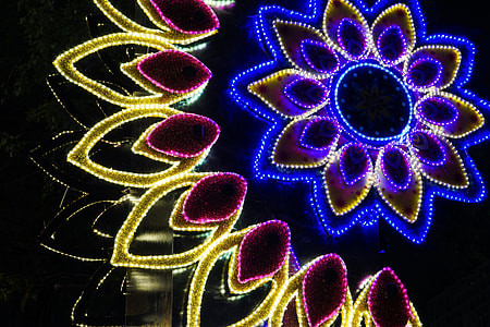 pre-lit blue, purple, and yellow floral decor thumbnail