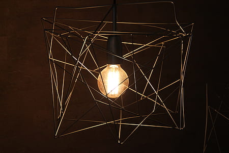lighted gray sphere framed ceiling lamp thumbnail