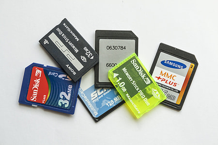 six assorted-color-and-brand SD cards thumbnail
