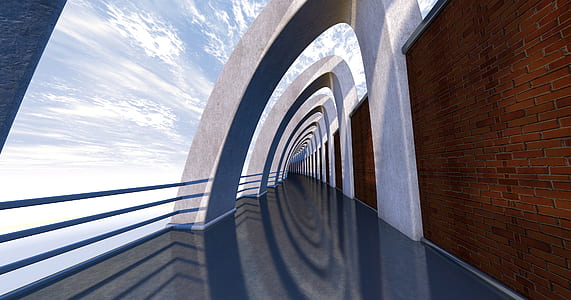 empty gray hallway during daytime thumbnail