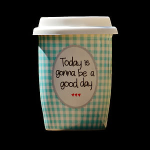 white and blue plaid tumbler with today is gonna be a good day print thumbnail