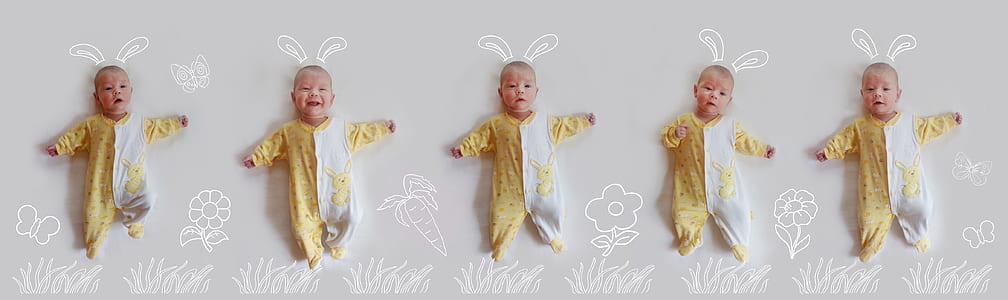 baby's yellow footies collage thumbnail