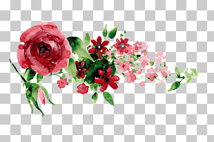 Wedding invitation Idea Creativity Wedding reception, Hand-painted red flowers, pink and green flowers painting PNG clipart