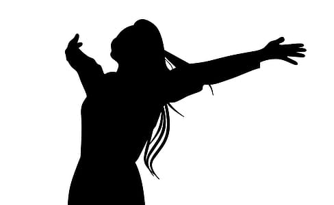 Illustration of woman with arms wide. Silhouette. thumbnail
