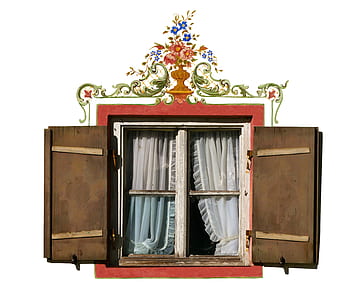 opened brown and red wooden 2-door cabinet thumbnail