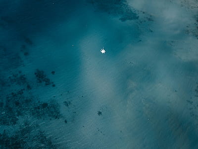 aerial view of white boat thumbnail