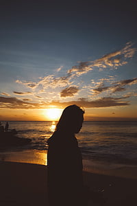 silhouette of person in front of the beach during sunset thumbnail