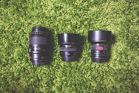 Photography Camera DSLR Lenses on Green Carpet thumbnail
