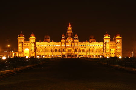 brown palace during night thumbnail