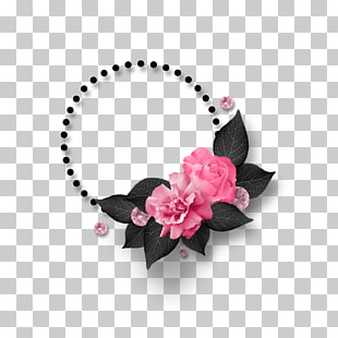 Circular frame, pink rose PNG clipart