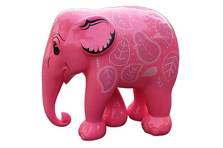 pink and white elephant ceramic figurine thumbnail