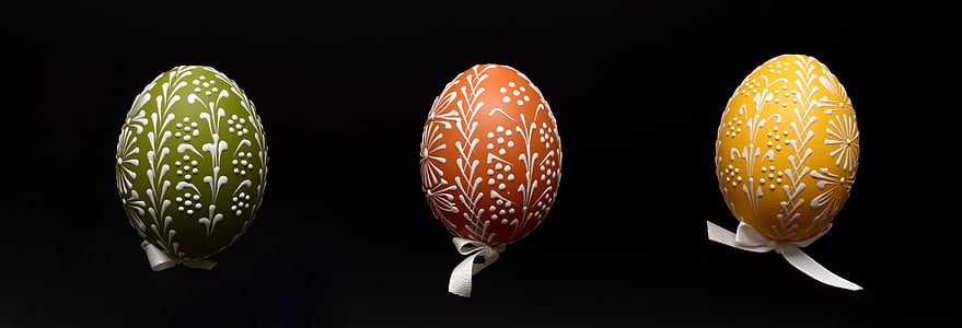 three green, brown, and yellow Washi eggs thumbnail