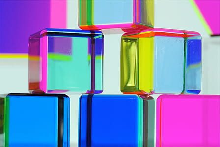 assorted-color glass cubes thumbnail