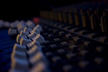 shallow focus of audio mixer thumbnail
