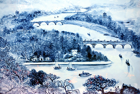 several boat sailing on river painting thumbnail