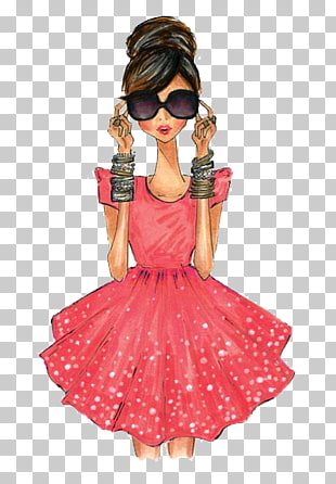 Fashion illustration Drawing Illustration, Fashion Girl, woman wearing red dress PNG clipart