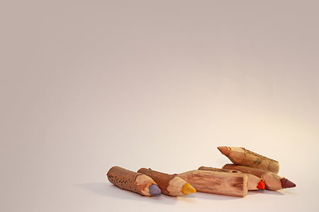 brown coloring pencils close up photo thumbnail