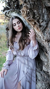 women's grey long-sleeved maxi dress thumbnail