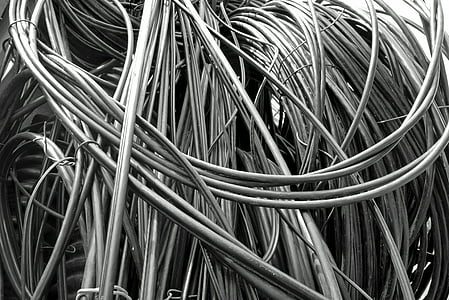 gray scale photography of coated cable thumbnail