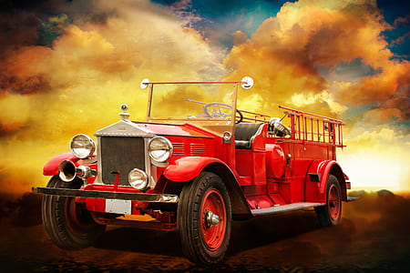 vintage red firetruck illustration thumbnail