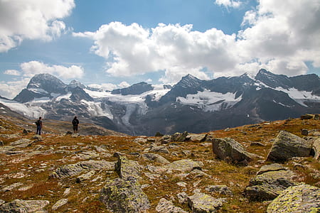snow, landscape, people, clouds thumbnail